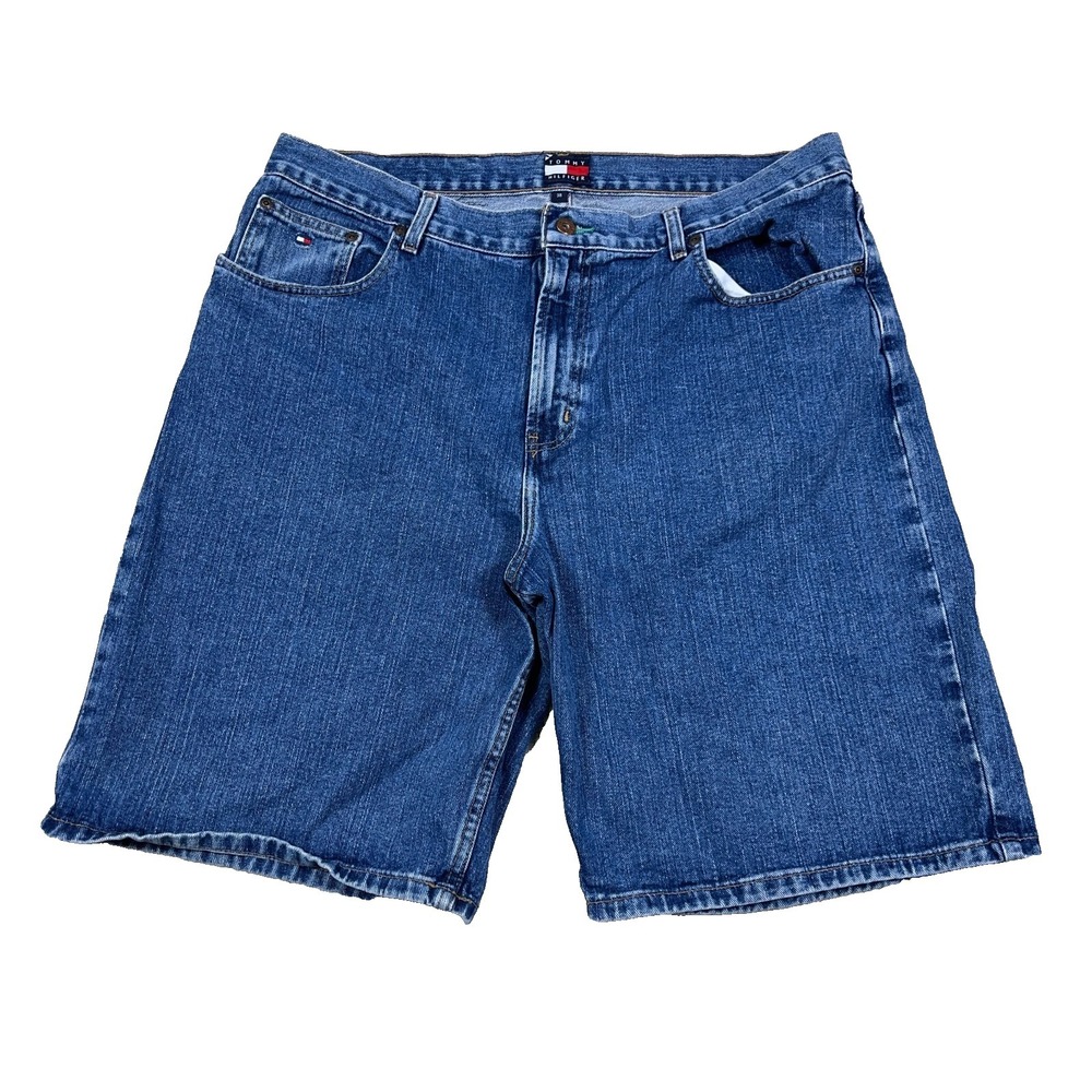 Vintage Y2K Tommy Hilfiger‎ Denim Shorts Men 38 Blue Baggy Jorts Relaxed Fit Dad
